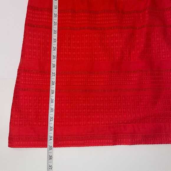 J.Crew Eyelet Flutter Bell Sleeve Shift Mini Dress Coral Orange Red Cotton Sz 4 - Picture 11 of 15